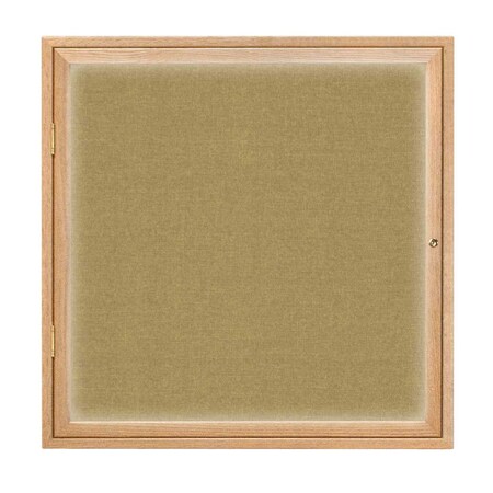 Single Door Slim Enclosed Radius EZ Tack Board,48x36,White/Grey